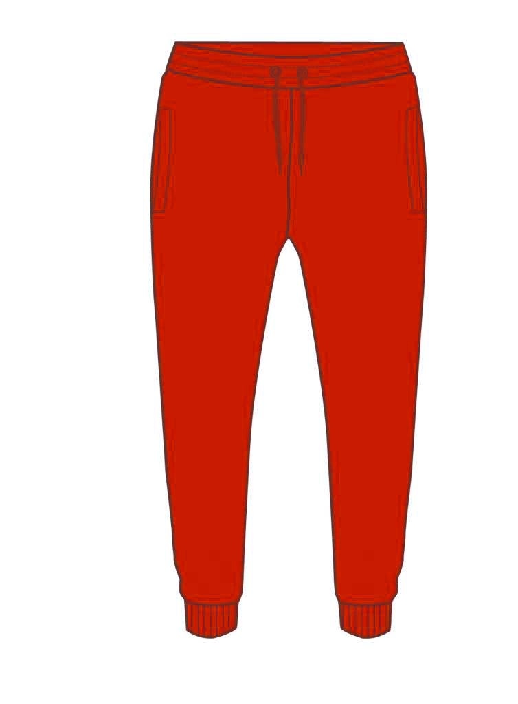 Red track pants