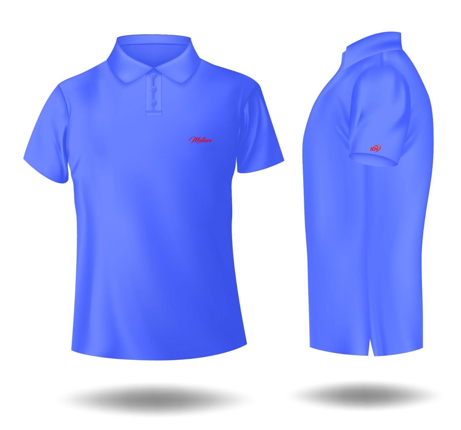 Blue polo shirt printed by KHM brand