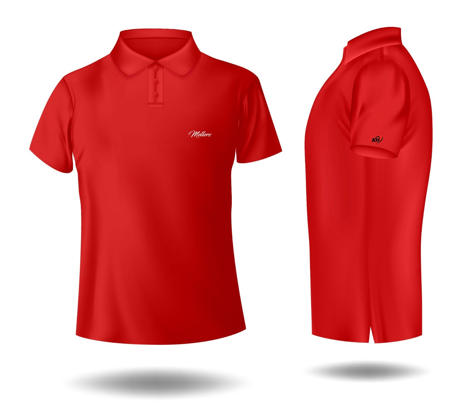 Red polo shirt for kids printed by KHM brand